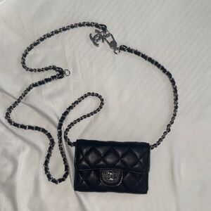 Channel leather wallet holder